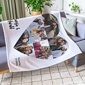 Heart Photo Blanket With Custom Text 