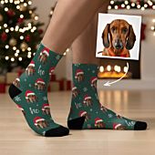 Personalised Socks with Face in Christmas Hat