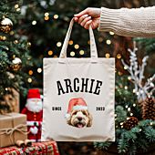 Personalised Tote Bag with Pet in Christmas Hat