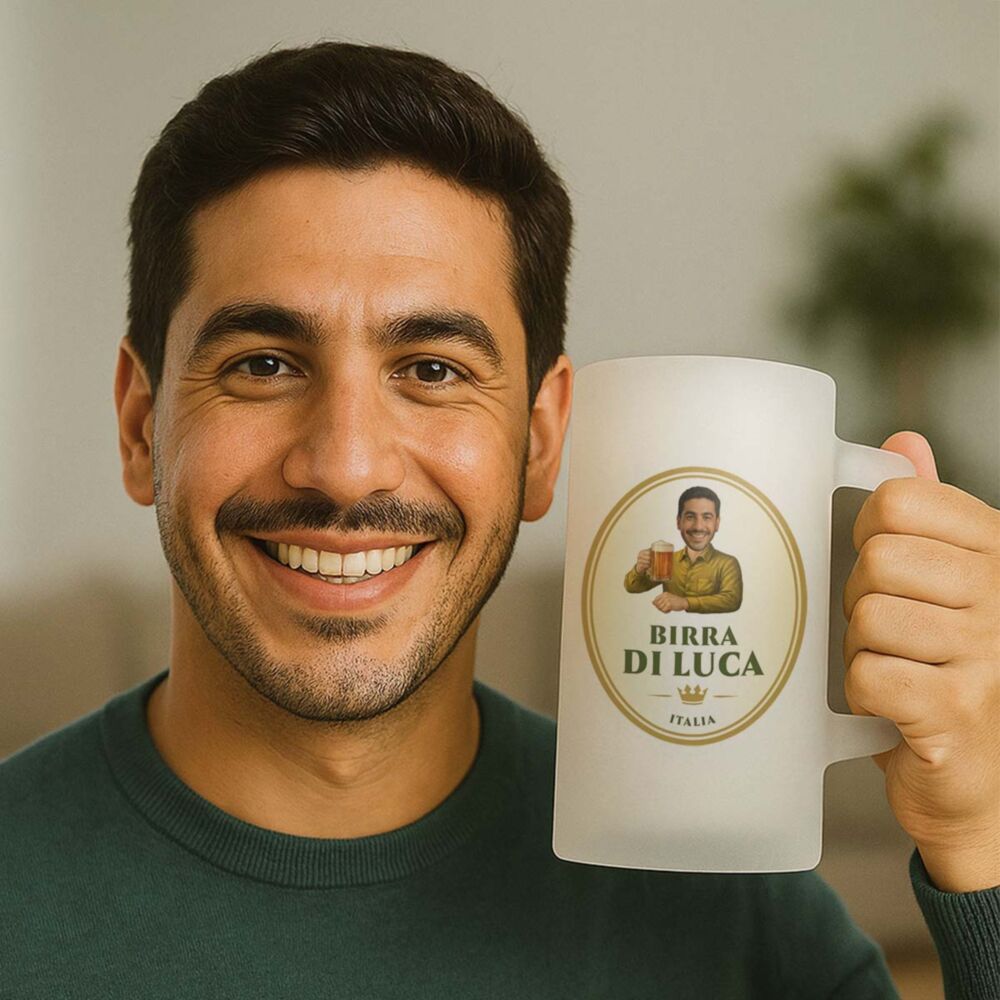 Personalised Beer Stein with Face and Logo