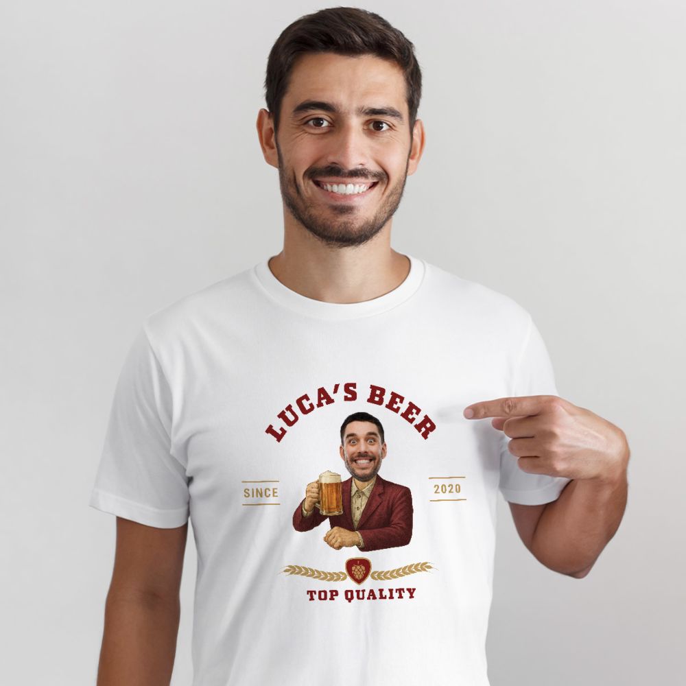 Personalised Face T-Shirt with Beer Logo