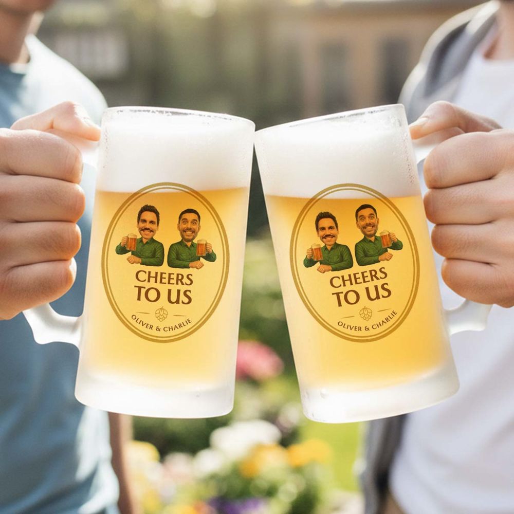 Personalised Beer Mug with Logo and Two Faces