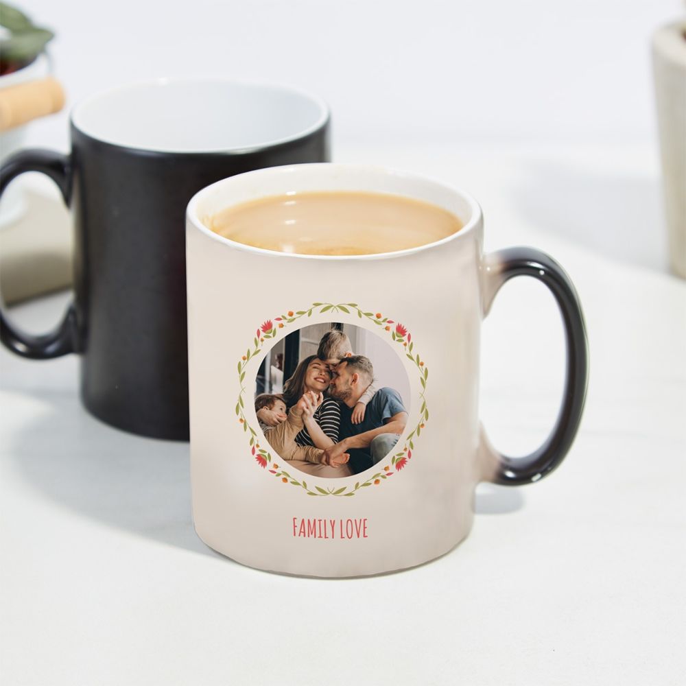 Personalised Flower Wreath Mug with Photo and Text