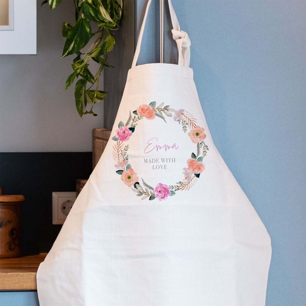 Personalised Flower Wreath Apron