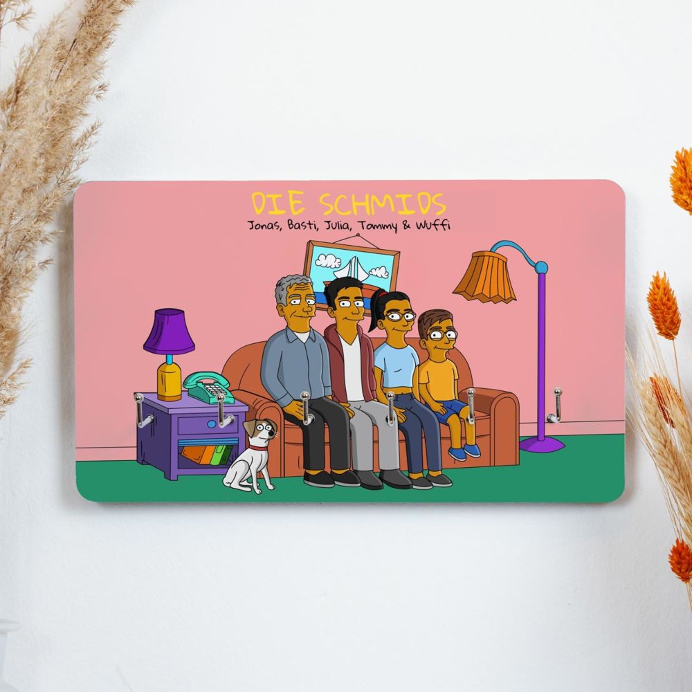 Personalised Cartoon Family Key Hanger