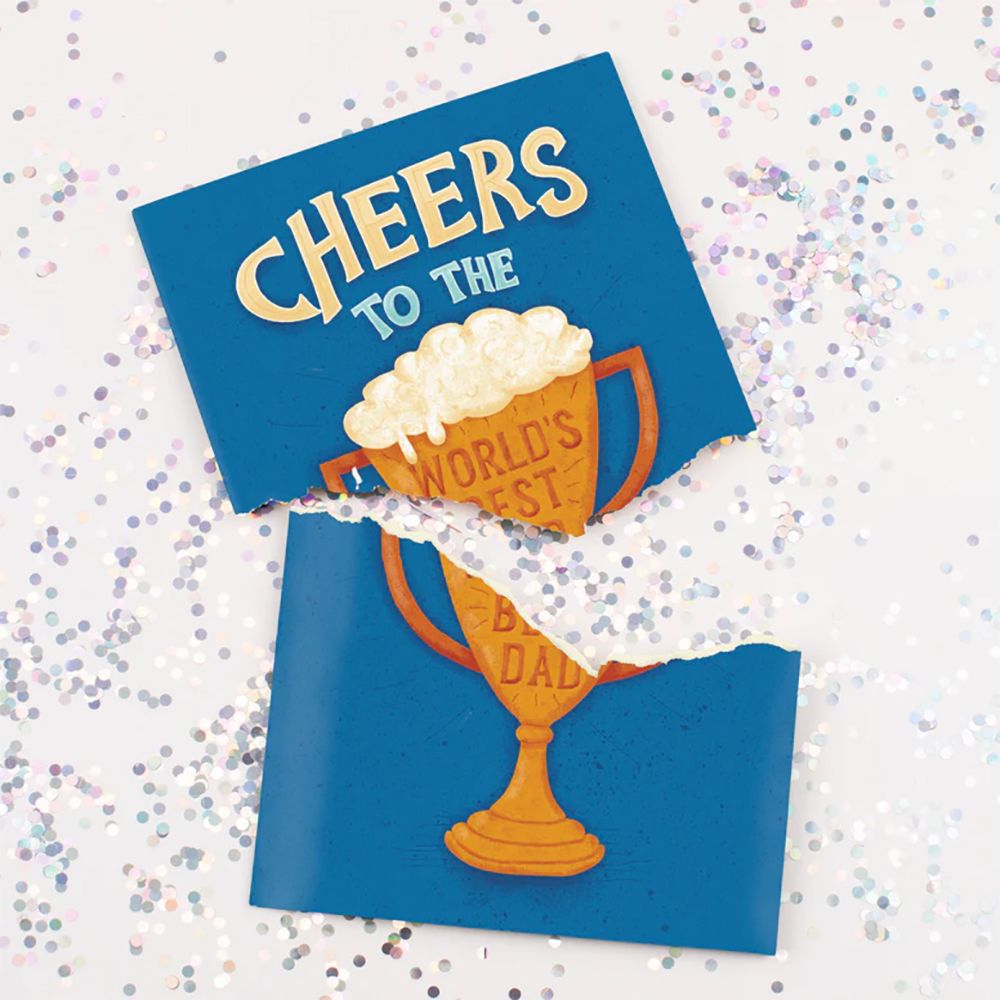 Endless 99 bottles Father's Day card with glitter