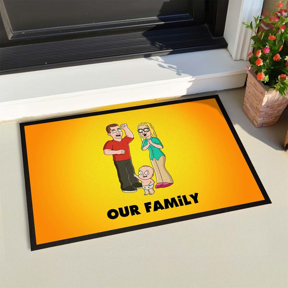 Personalised Doormat with Cartoon Family