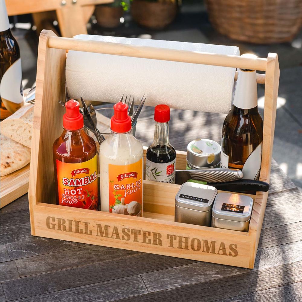 Personalisierbarer Grill Caddy mit Text Personalisierbarer Grill Caddy mit Text