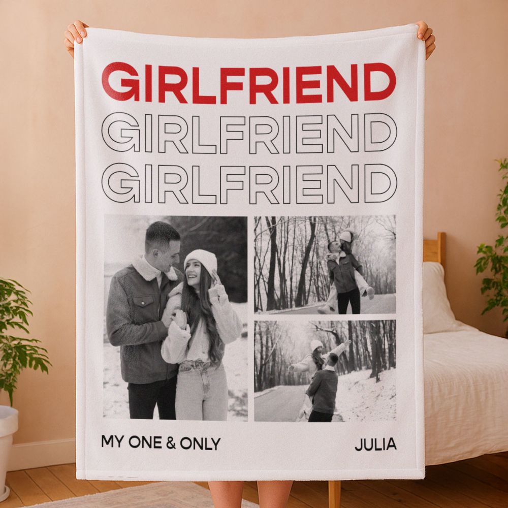 Personalised Blanket with Monochrome Photos and Text