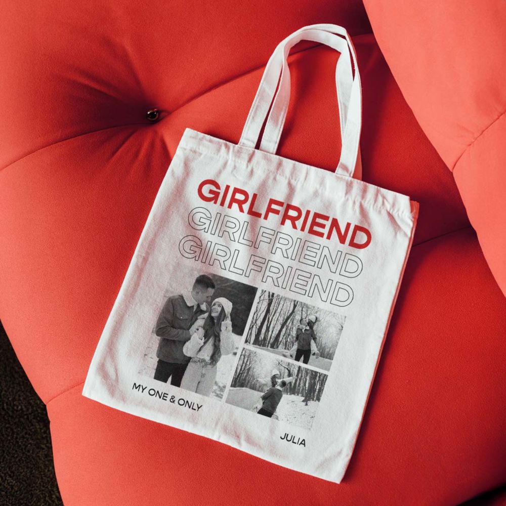 Personalised Tote Bag with Monochrome Photos and Text