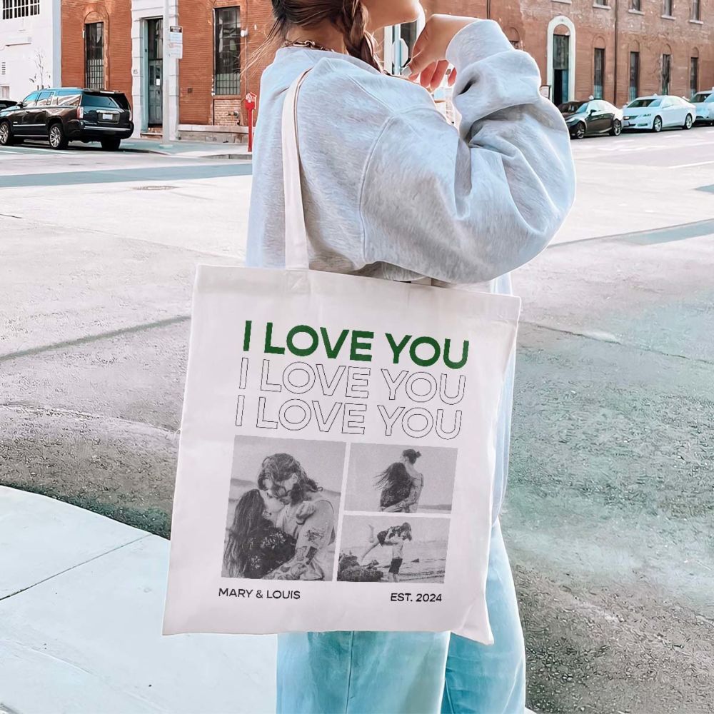 Personalised Tote Bag with Monochrome Photos and Text