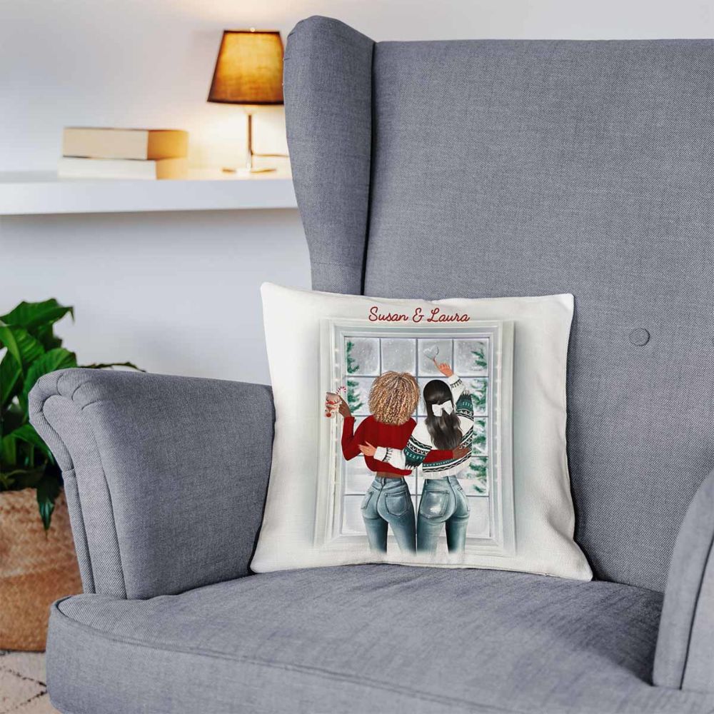 Personalised Friends Winter Cushion Cover