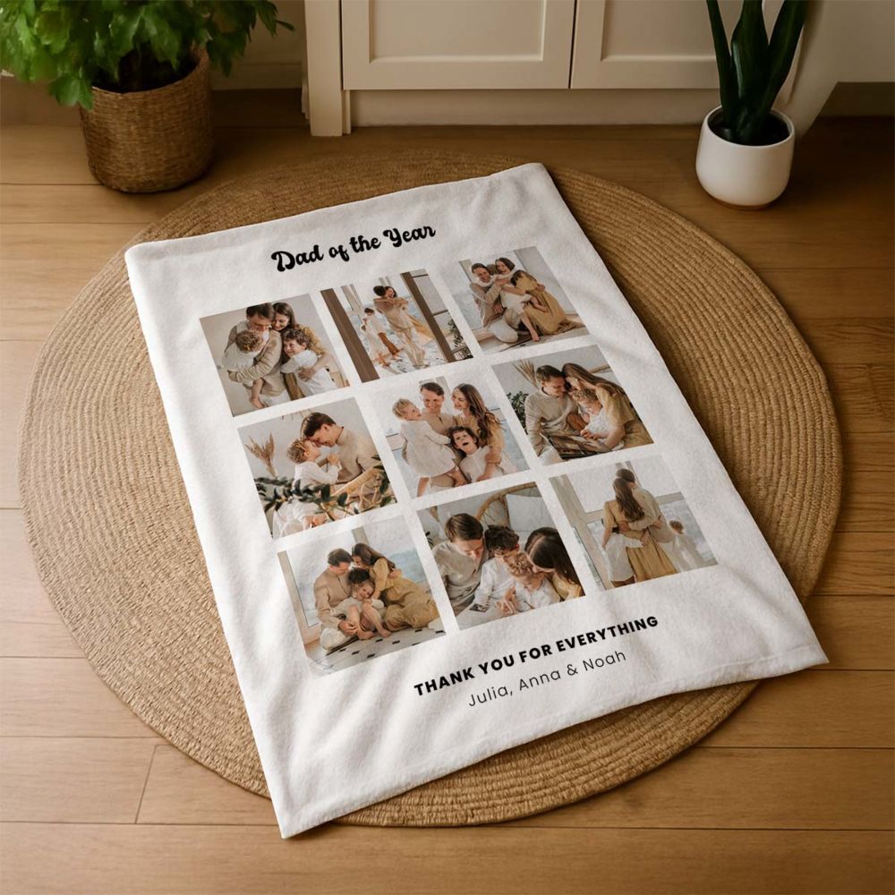 Personalised Photo Upload Blanket with Text