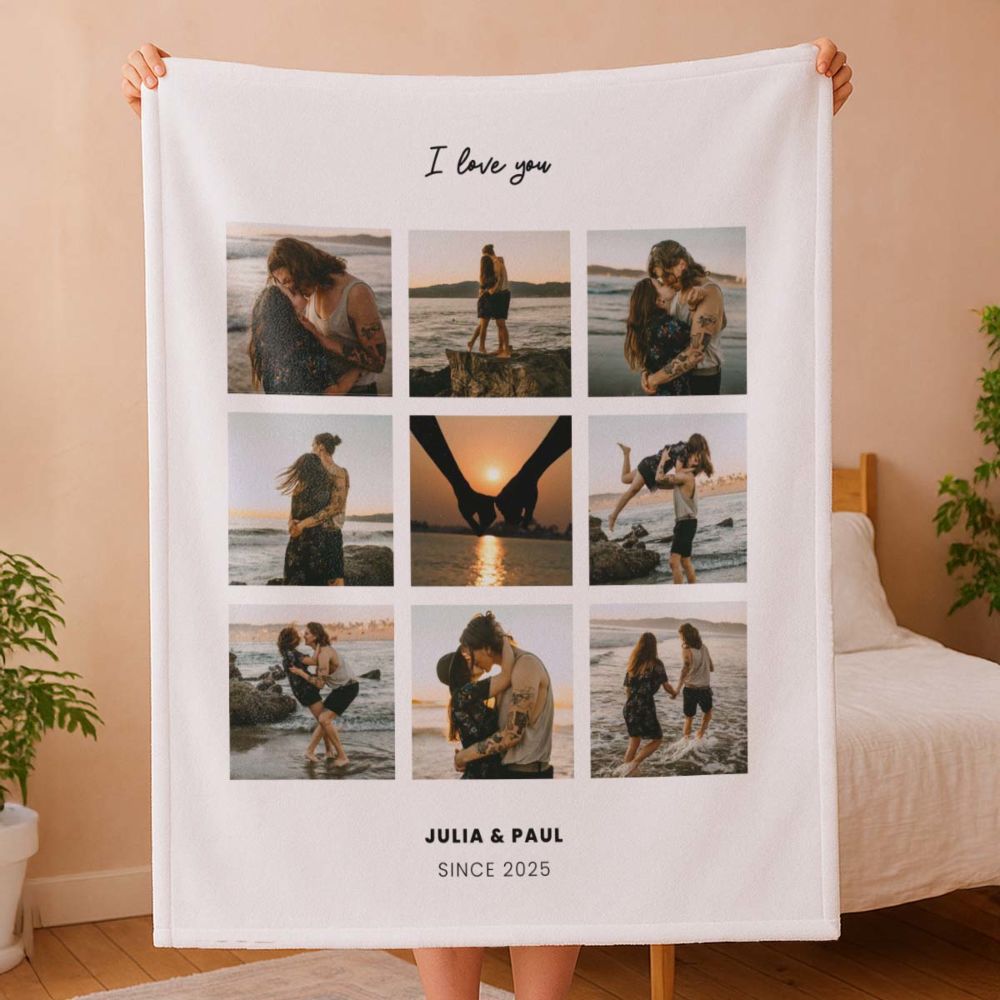 Personalised Photo Upload Blanket with Text