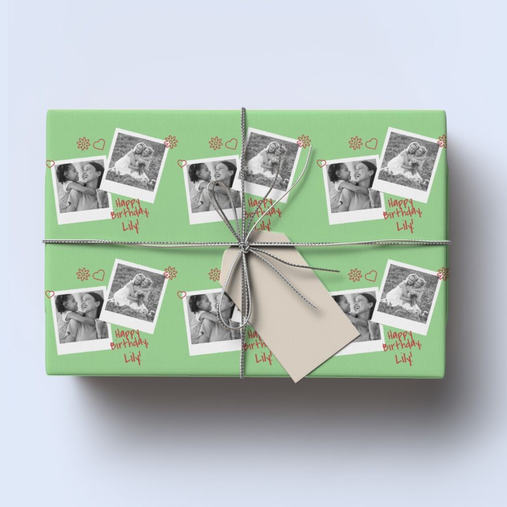 Personalised Gift Wrapping Paper with Photo and Name