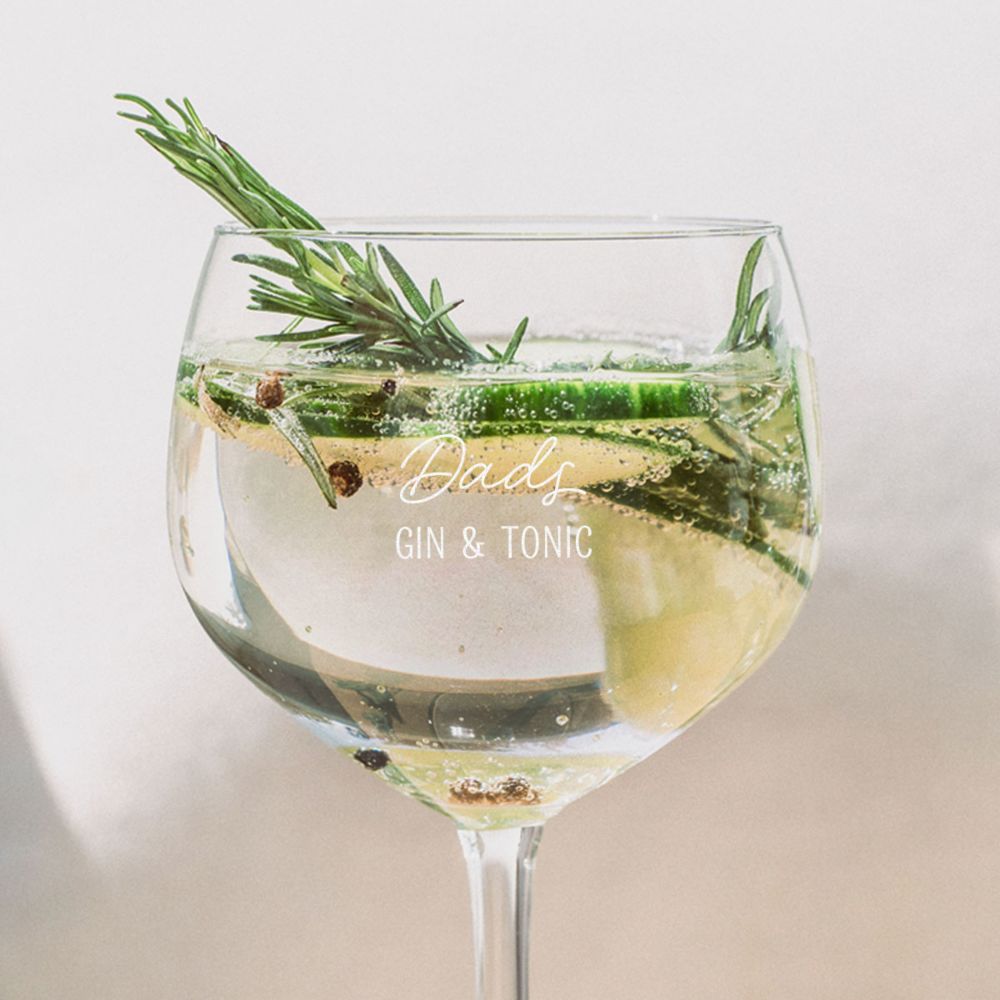 Personalised gin glass with text