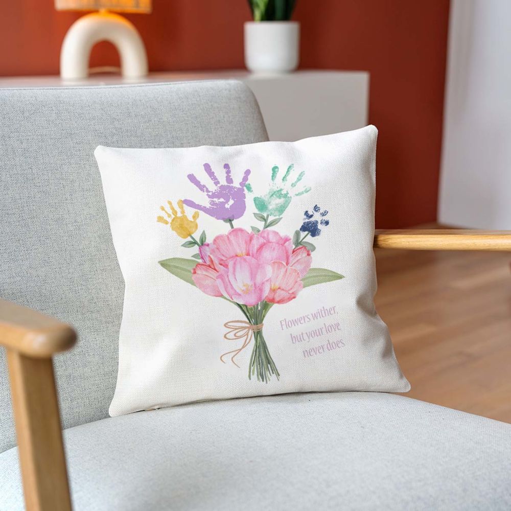 Personalised Handprint Bouquet Cushion Cover