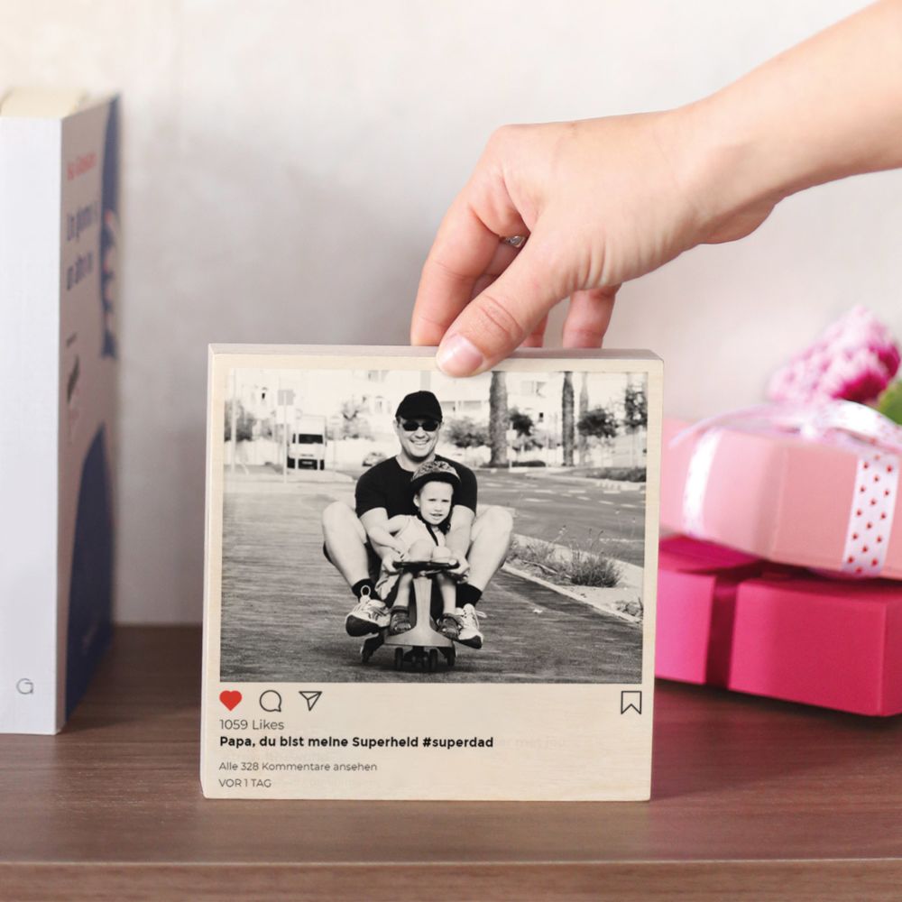 Personalised Instagram Wooden Photo Block  