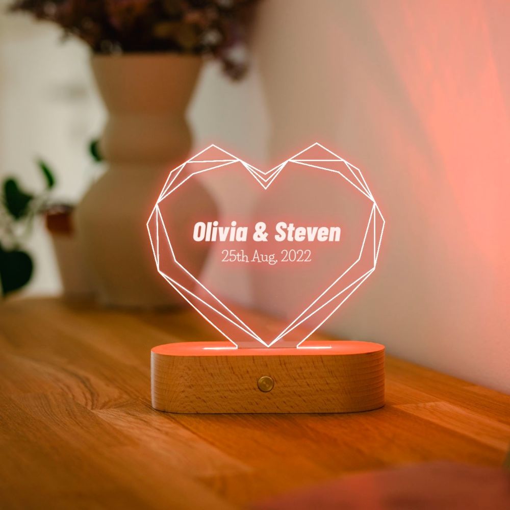 Personalised LED heart lamp