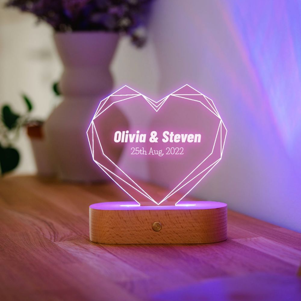 Personalised LED heart lamp