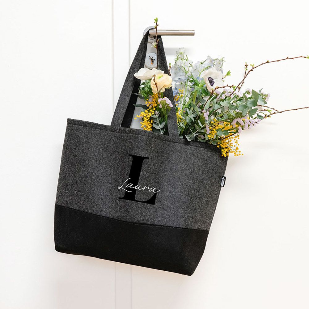 Personalised Felt Tote With Monogram