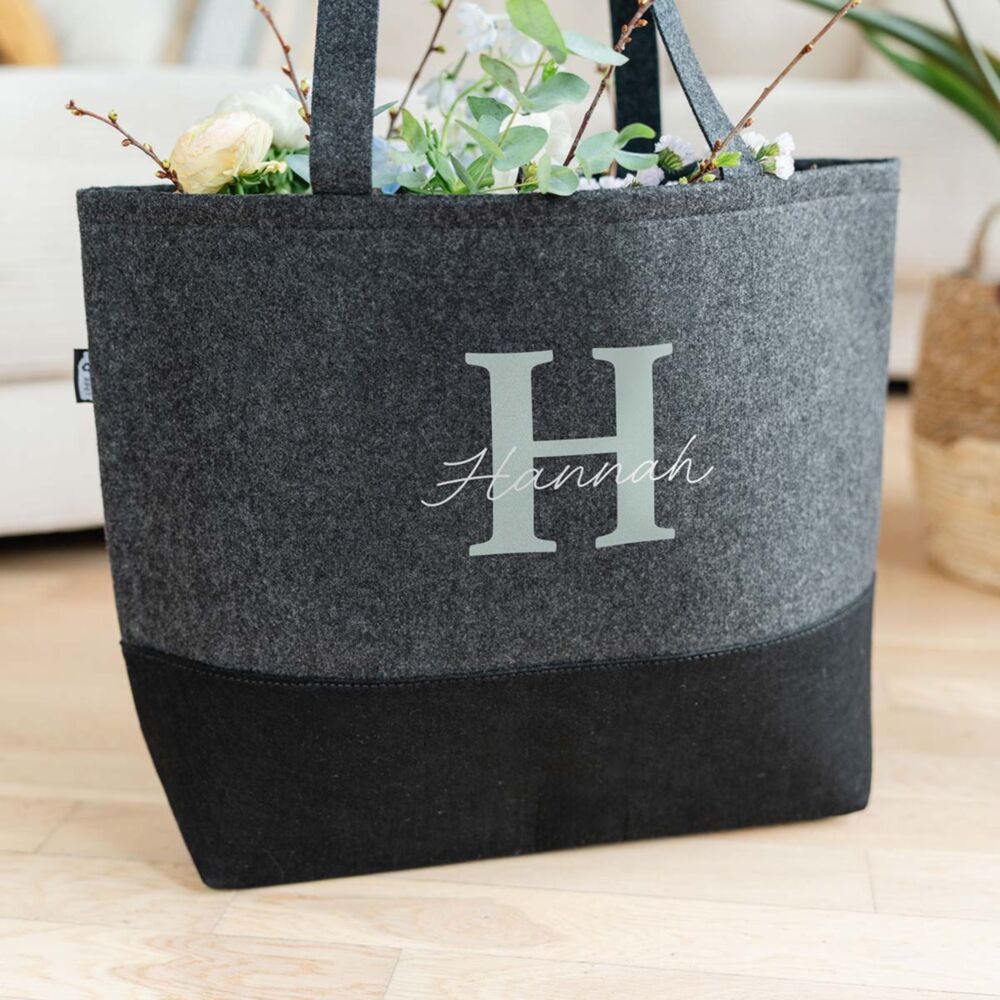 Personalised Felt Tote With Monogram