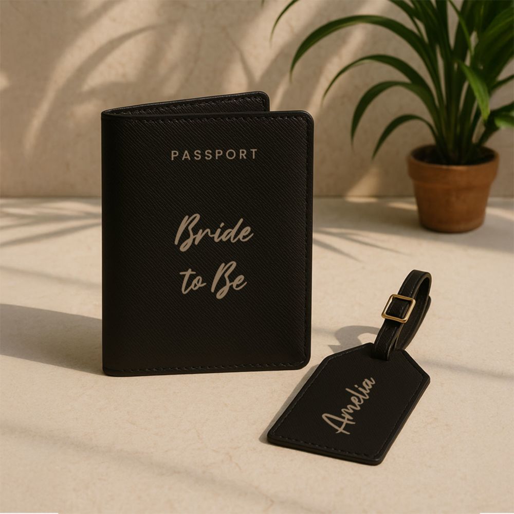 Personalised Passport Cover & Luggage Tag Set – Text Edition