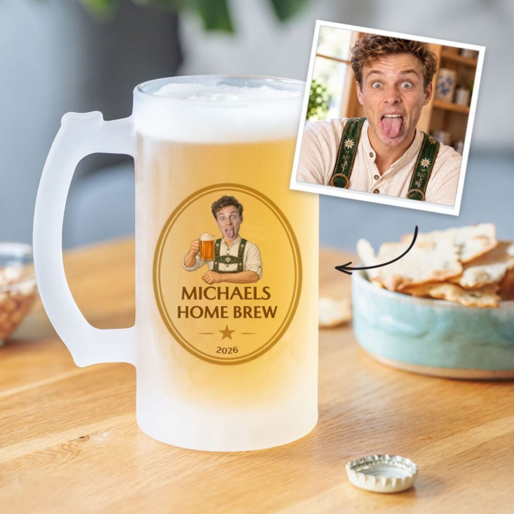 Personalised Beer Stein with Face and Logo
