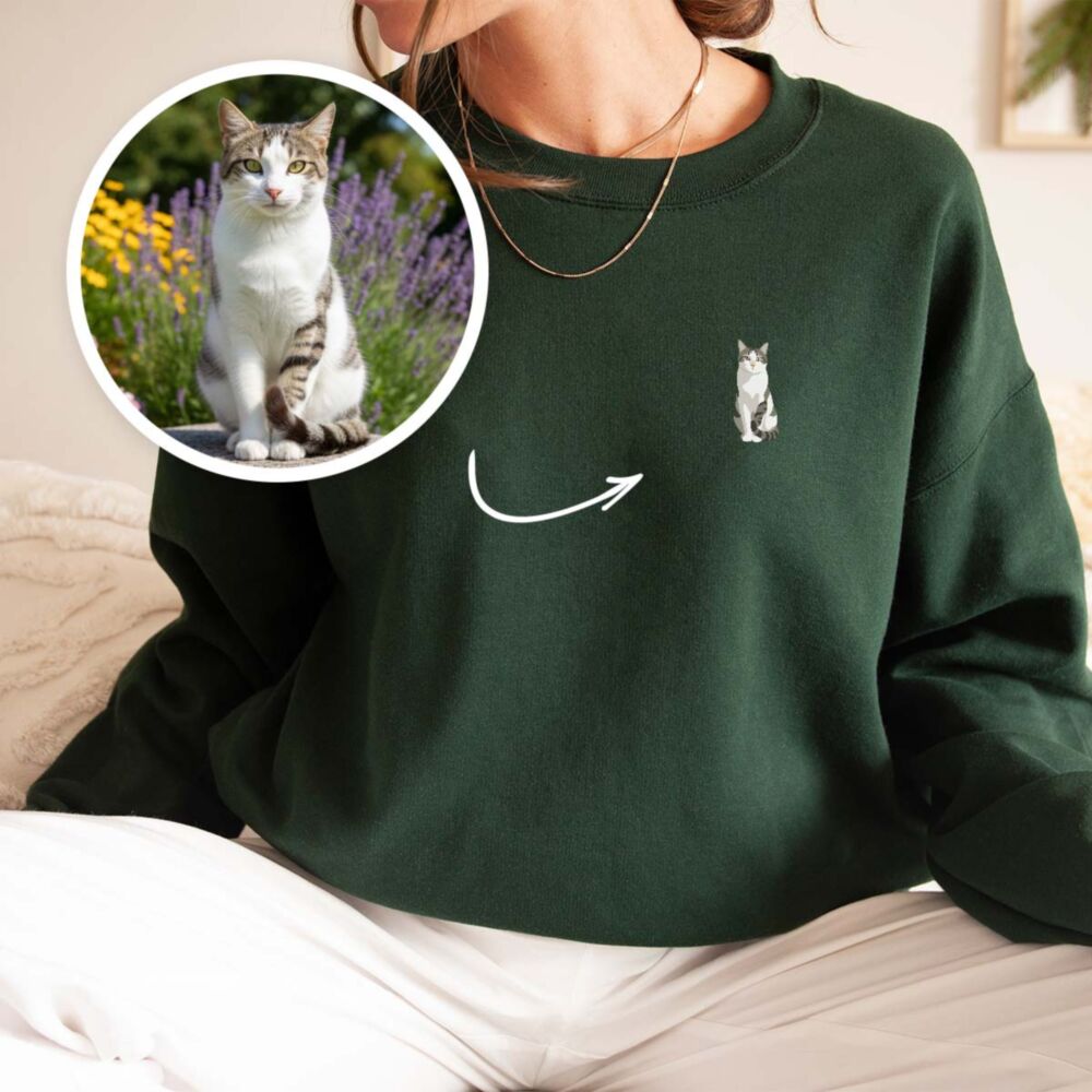Personalised Pet Photo Sweatshirt with Custom Illustration