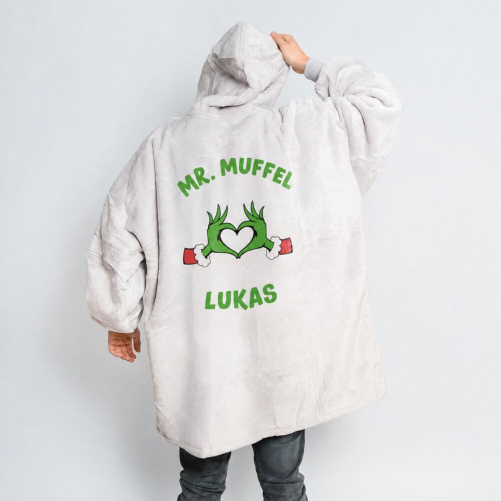 Personalised Christmas Grump Hoodie Blanket