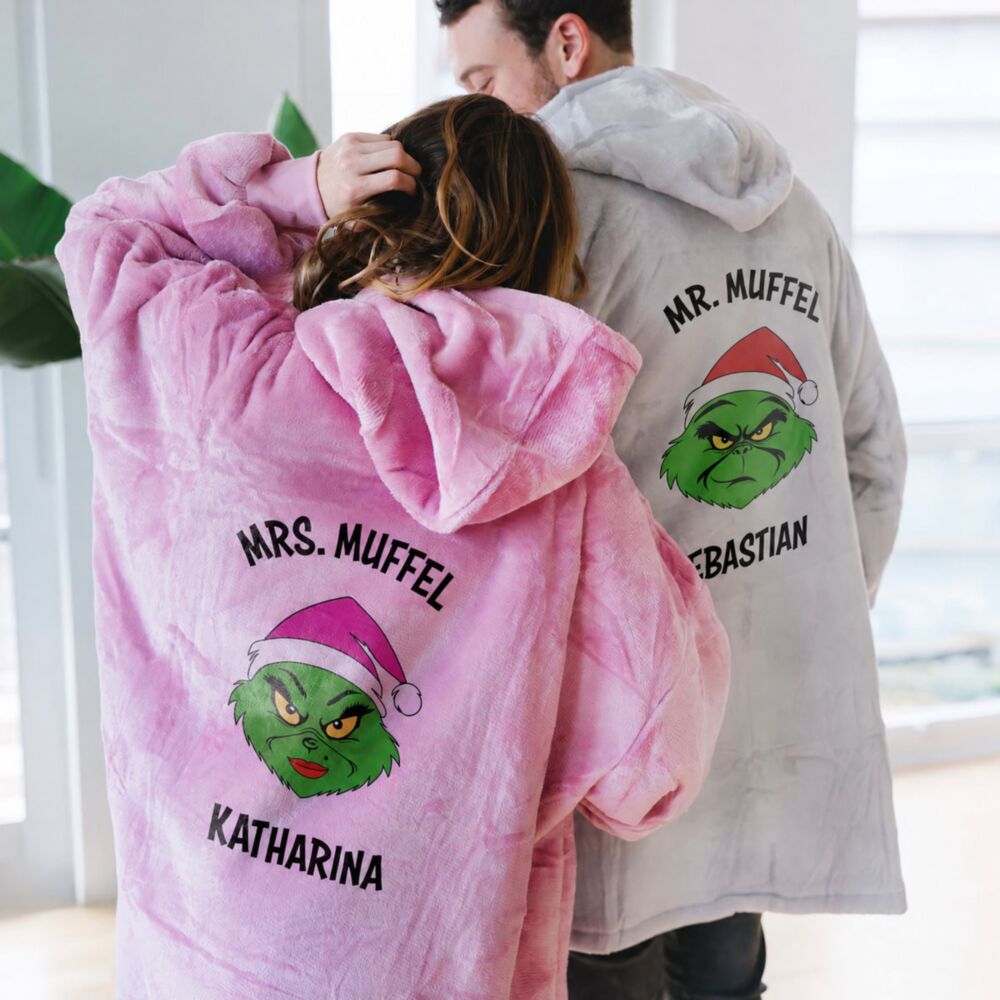 Personalised Christmas Grump Hoodie Blanket