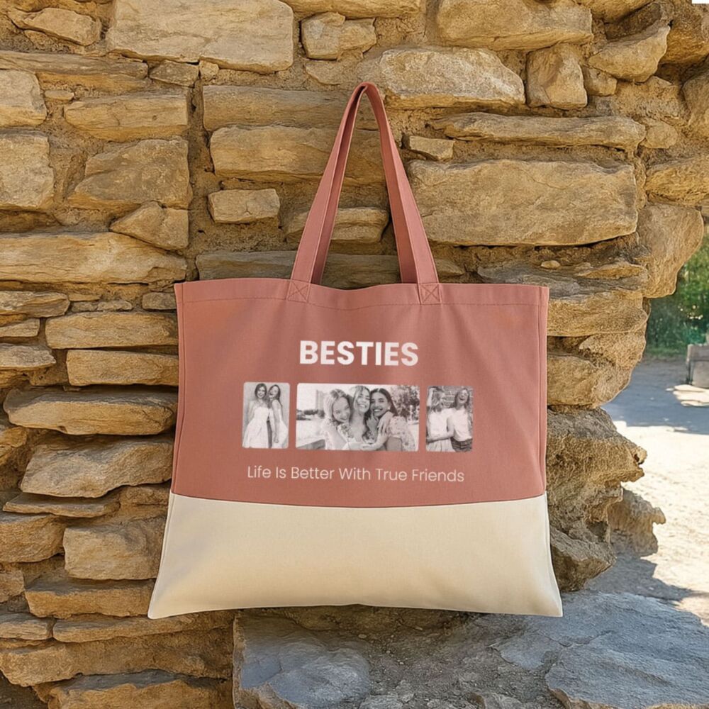 Personalised Photo Tote Bag with Custom Text