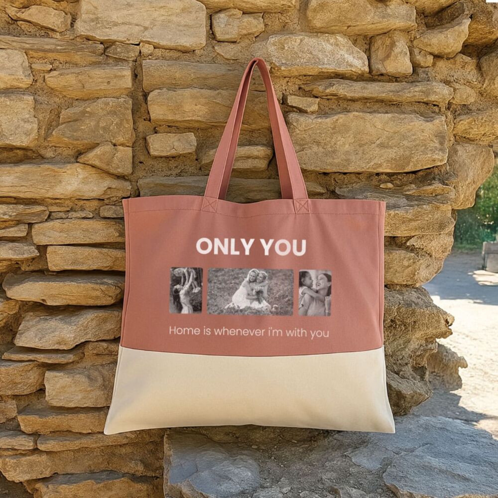 Personalised Photo Tote Bag with Custom Text