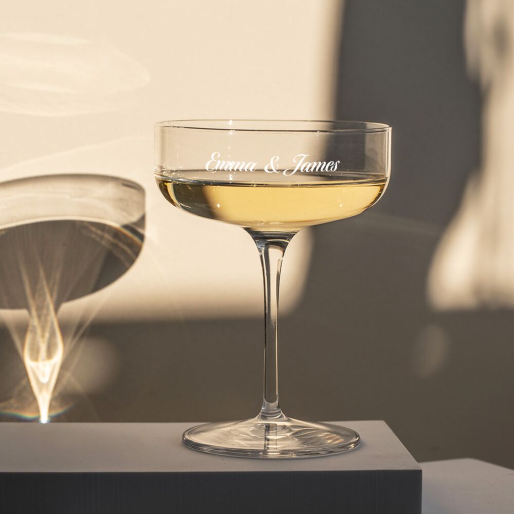 Personalisierbare Verlobungs-Champagnerschale mit Gravur