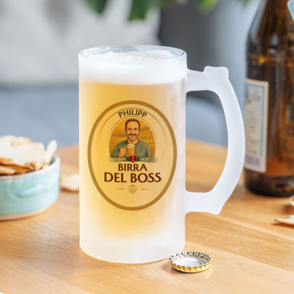 Personalised Beer Mug with Photo and Name