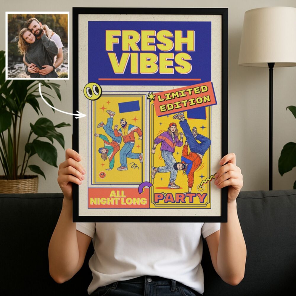 Personalised 90s Party Poster with Photos and Text