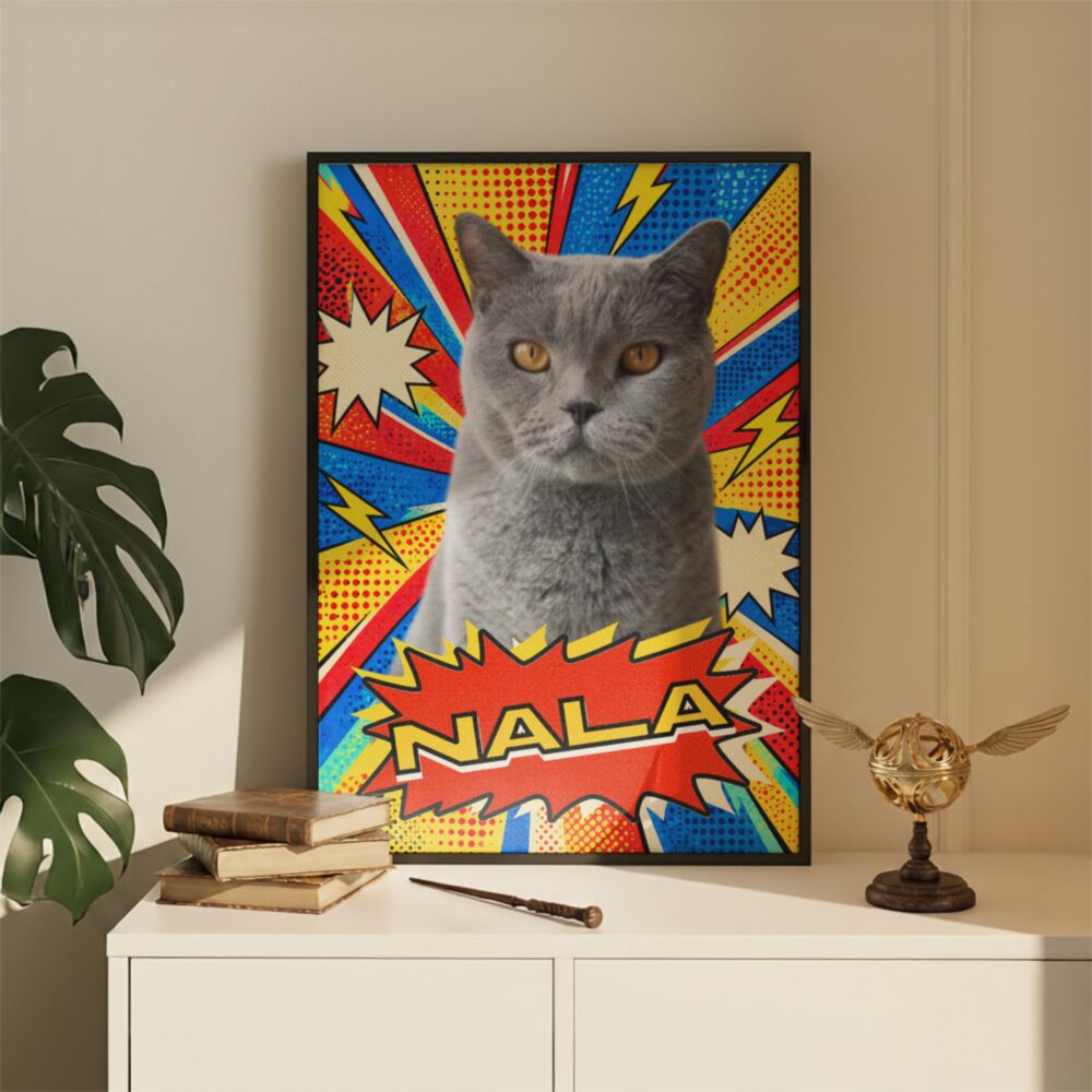 Personalised Pop Art Pet Poster with Photo and Name