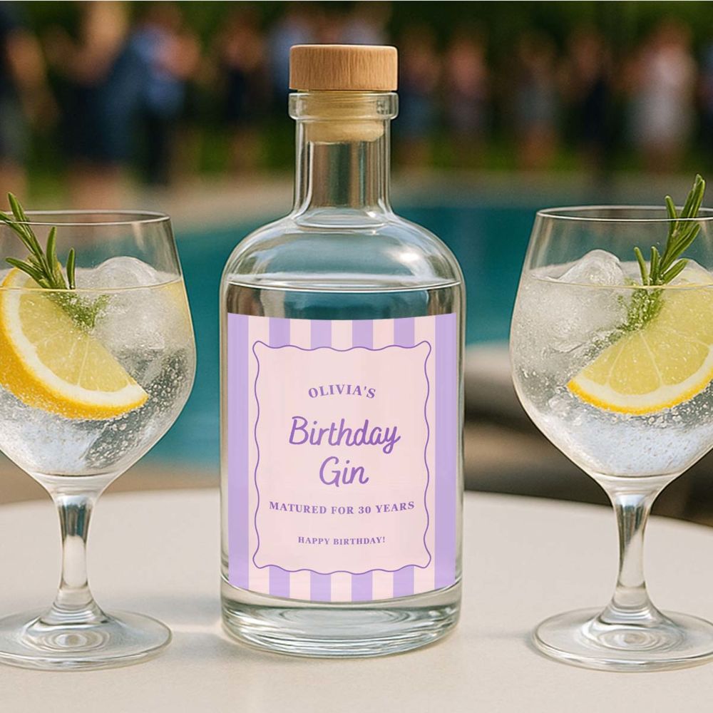 Personalisierbarer Gin mit Retro Etikett 