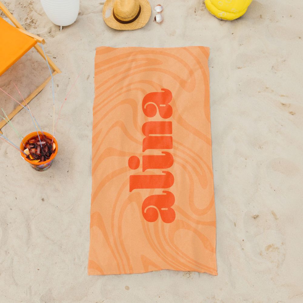 Personalised Towel with Groovy Background and Text