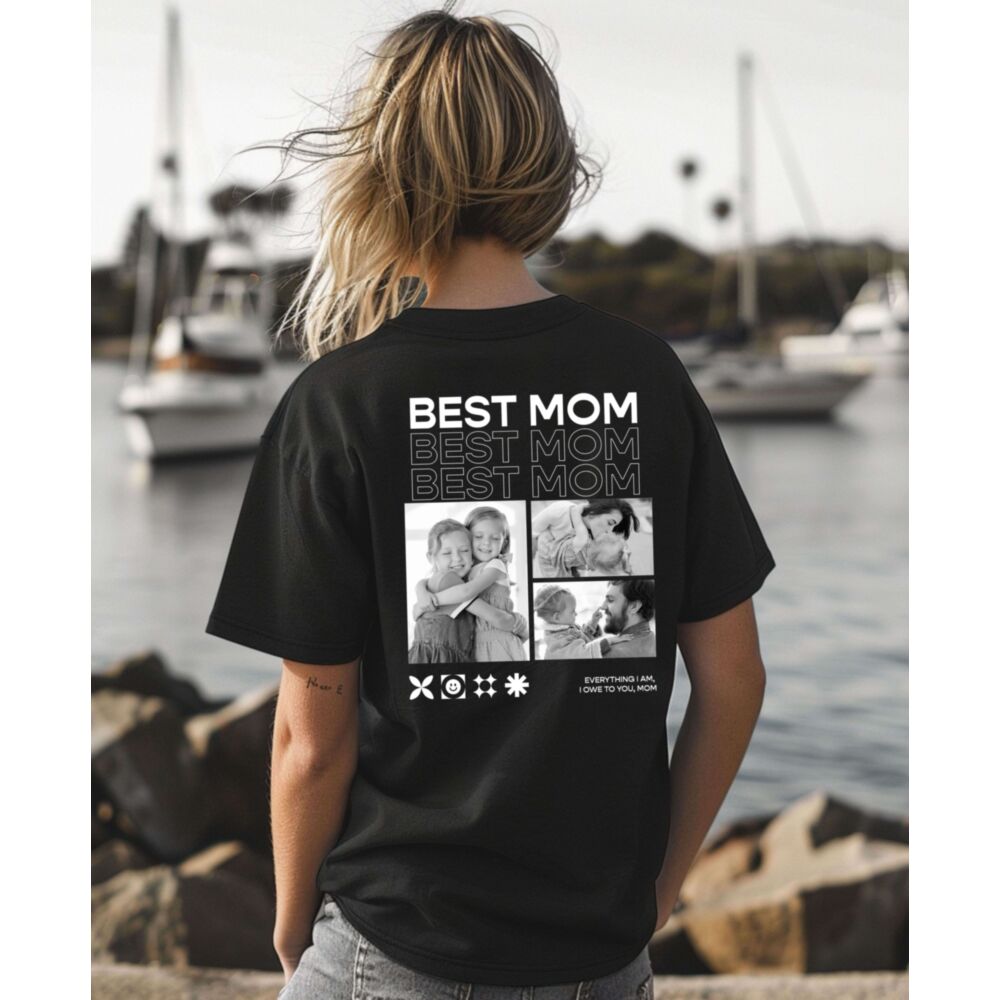 Personalised Mum Tee with Monochrome Photos and Text