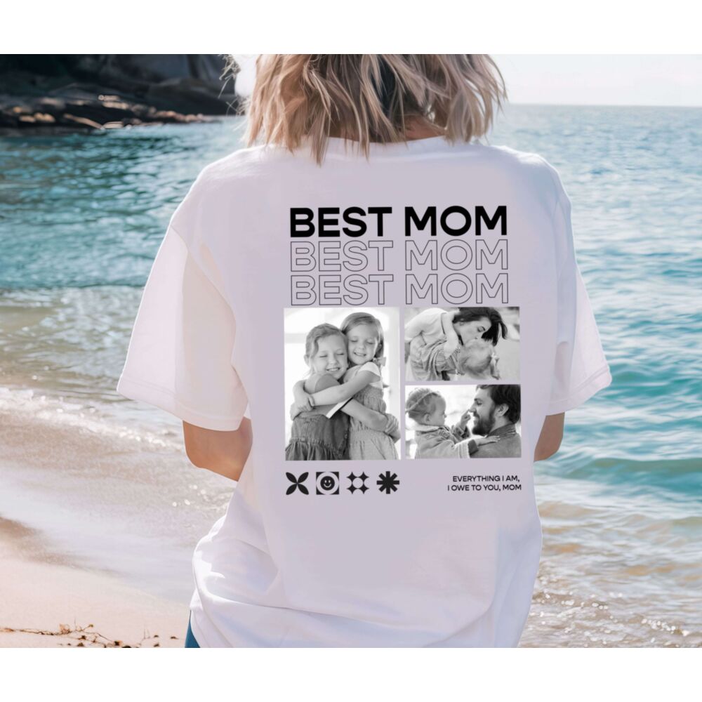 Personalised Mum Tee with Monochrome Photos and Text