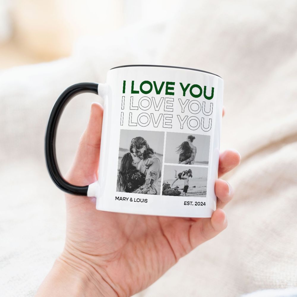 Personalised Mug with Monochrome Photos and Text