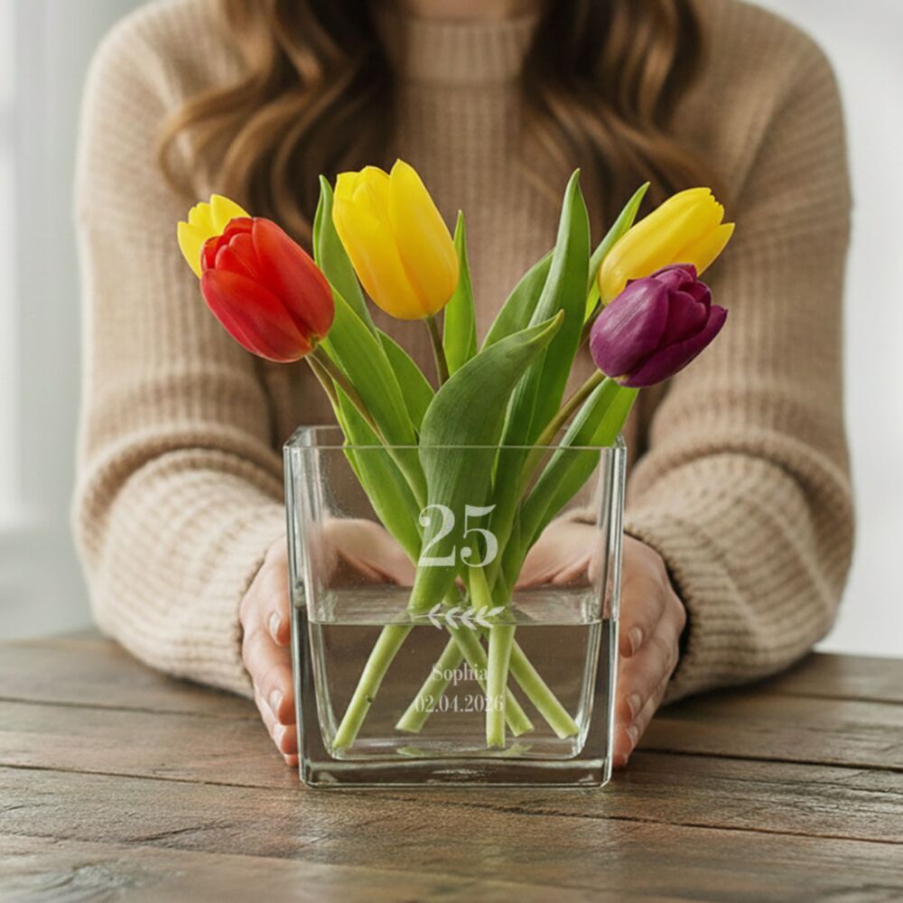 Personalised Flower Vase with Text and Symbol