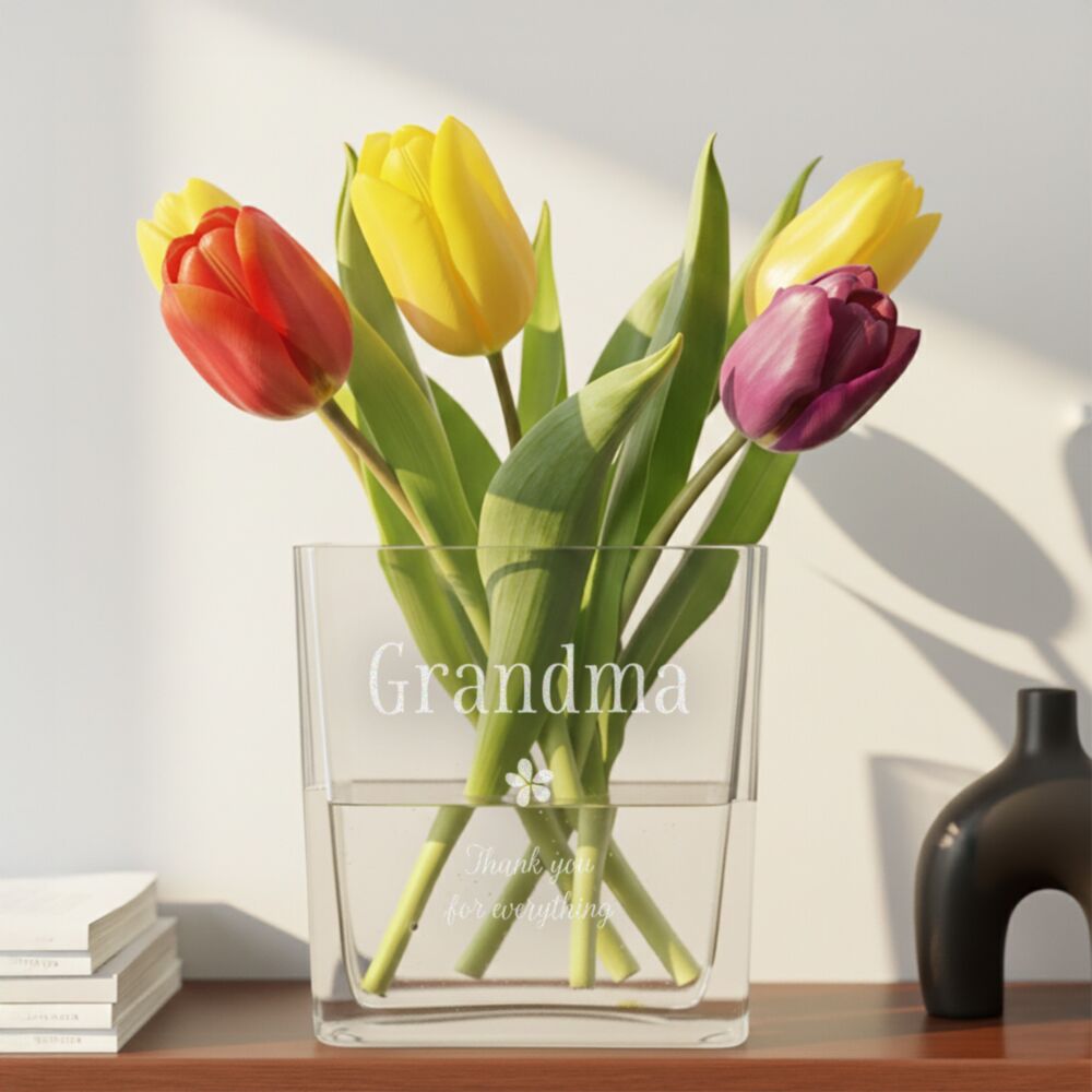Personalised Flower Vase with Text and Symbol