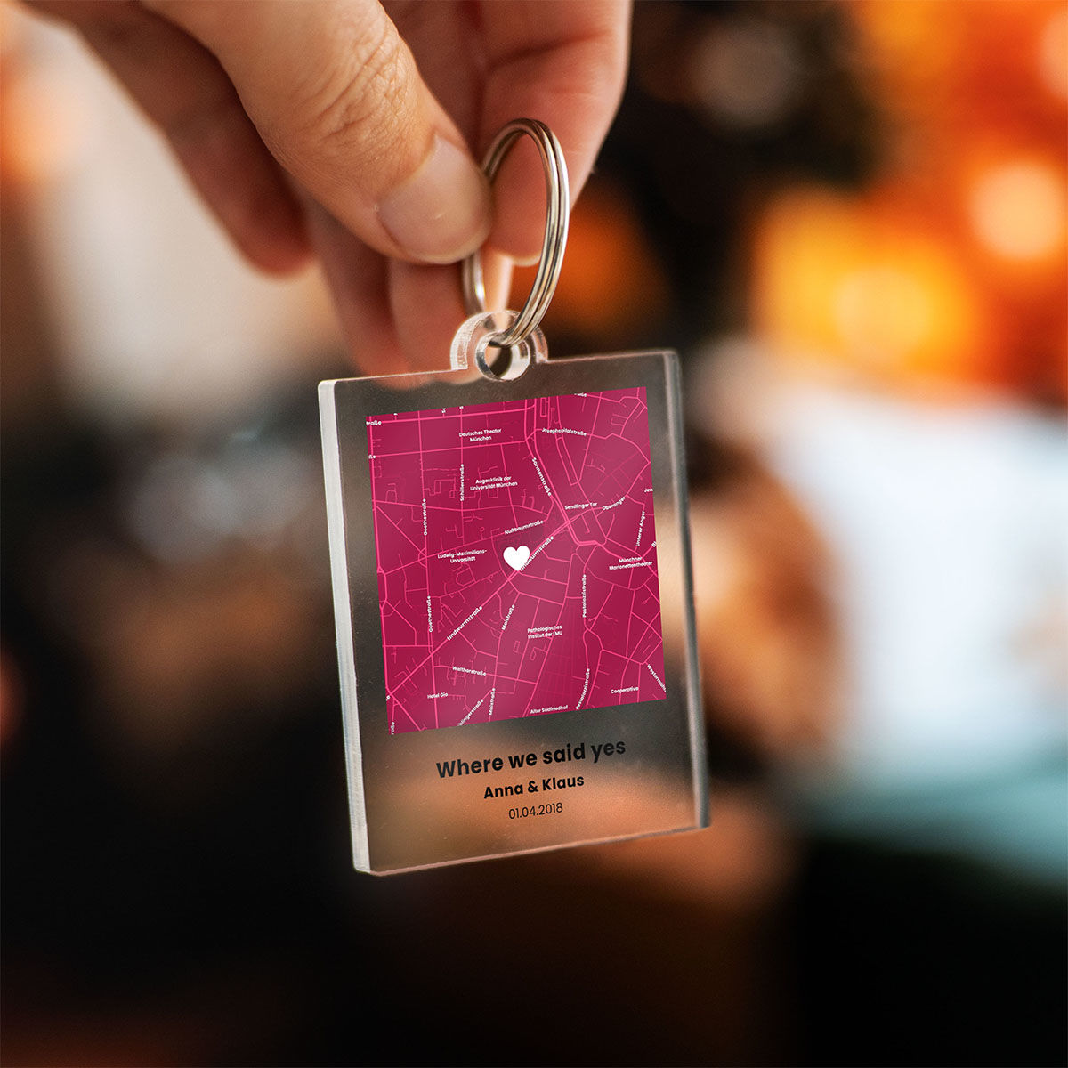 Personalised Acrylic Map Keychain