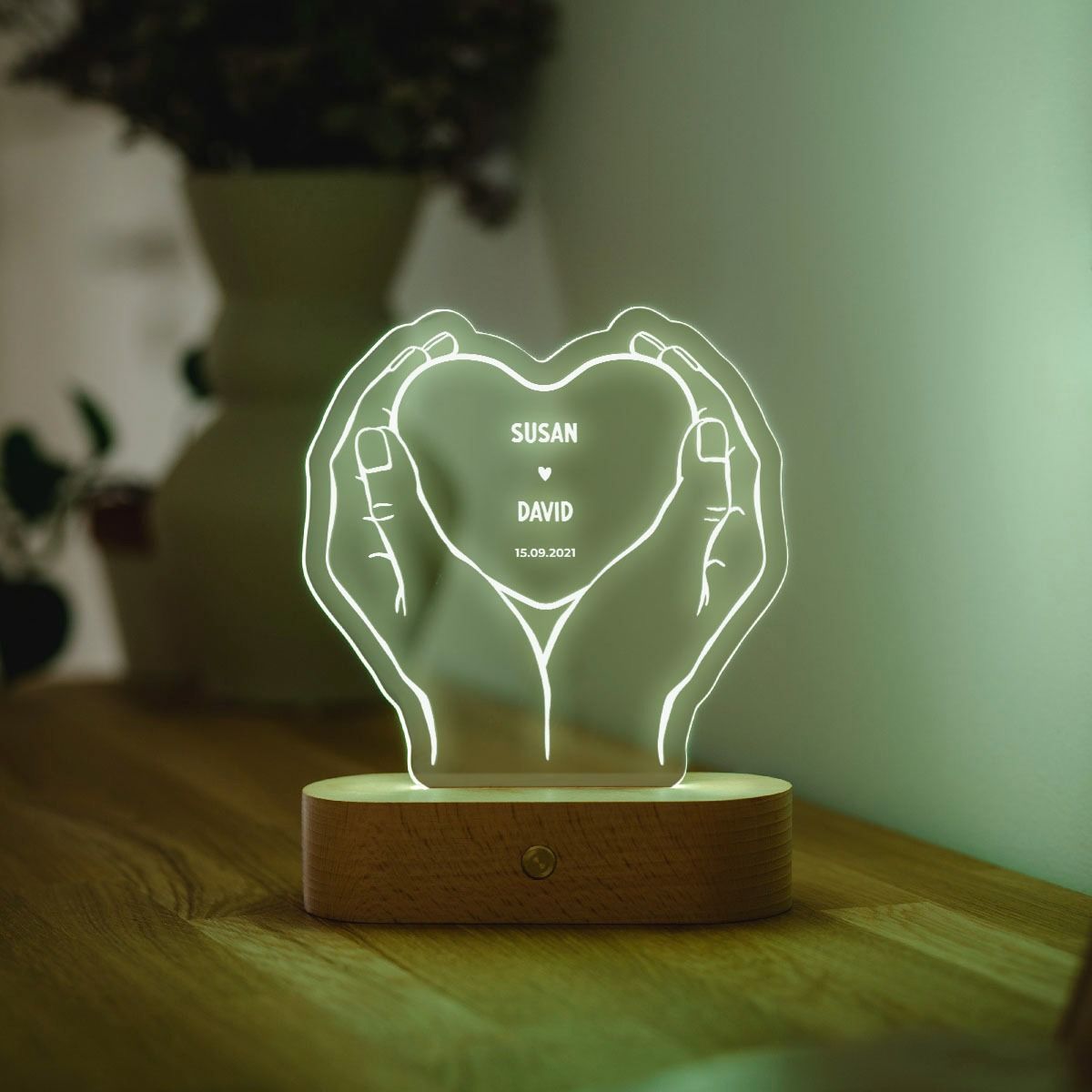 Personalised LED Heart Lamp With Text