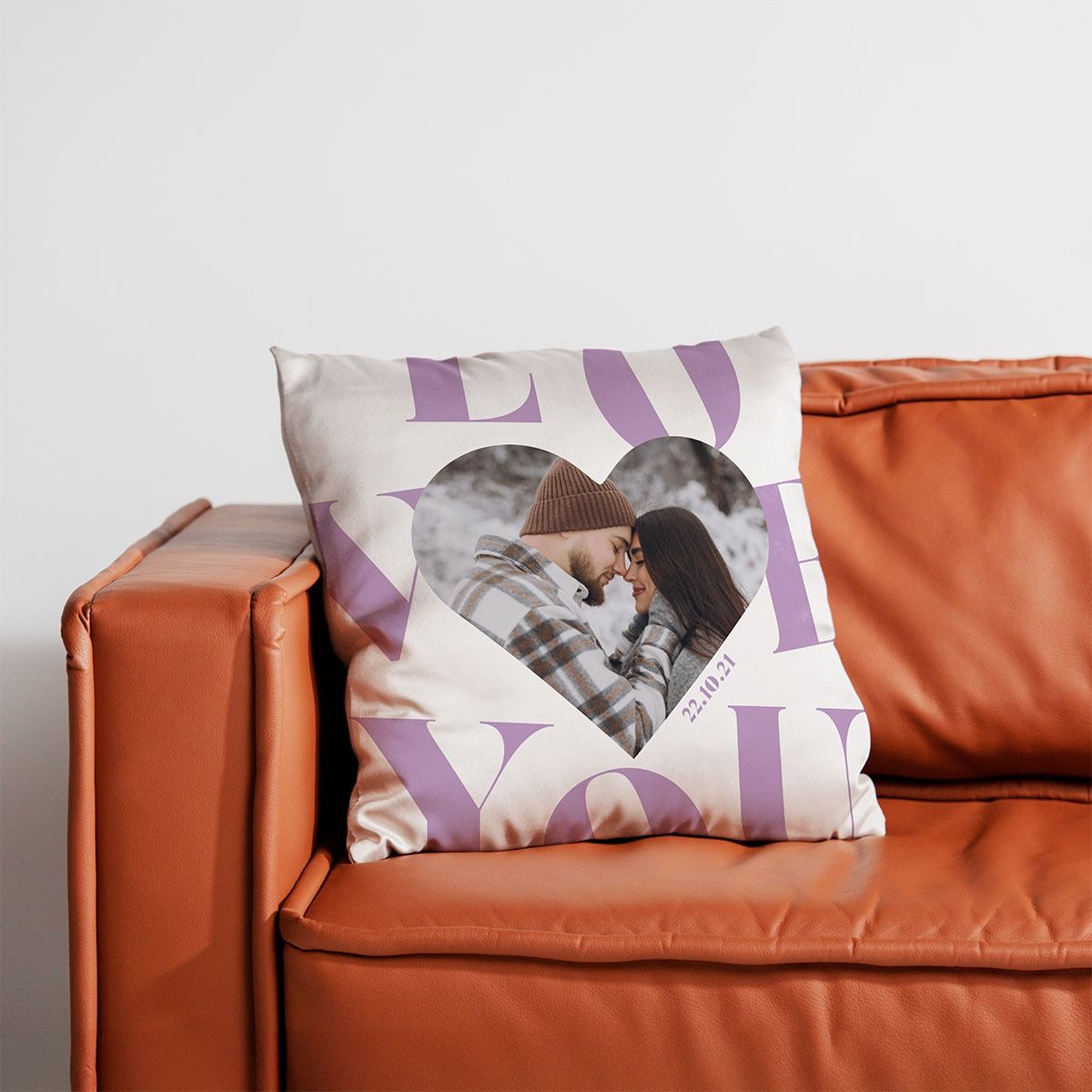 Personalised Cushion Cover with Heart Photo and Text