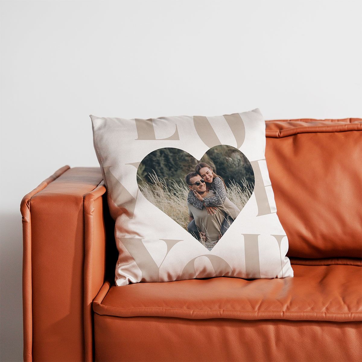 Personalised Cushion Cover with Heart Photo and Text