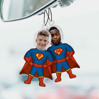 Personalised Superhero Face Air Freshener (Set of 2)