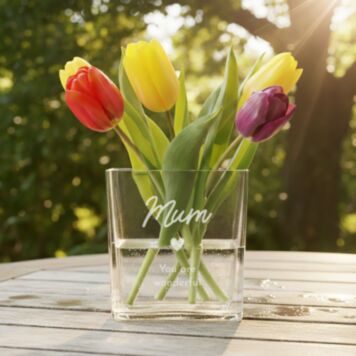 Personalised Flower Vase with Text and Symbol